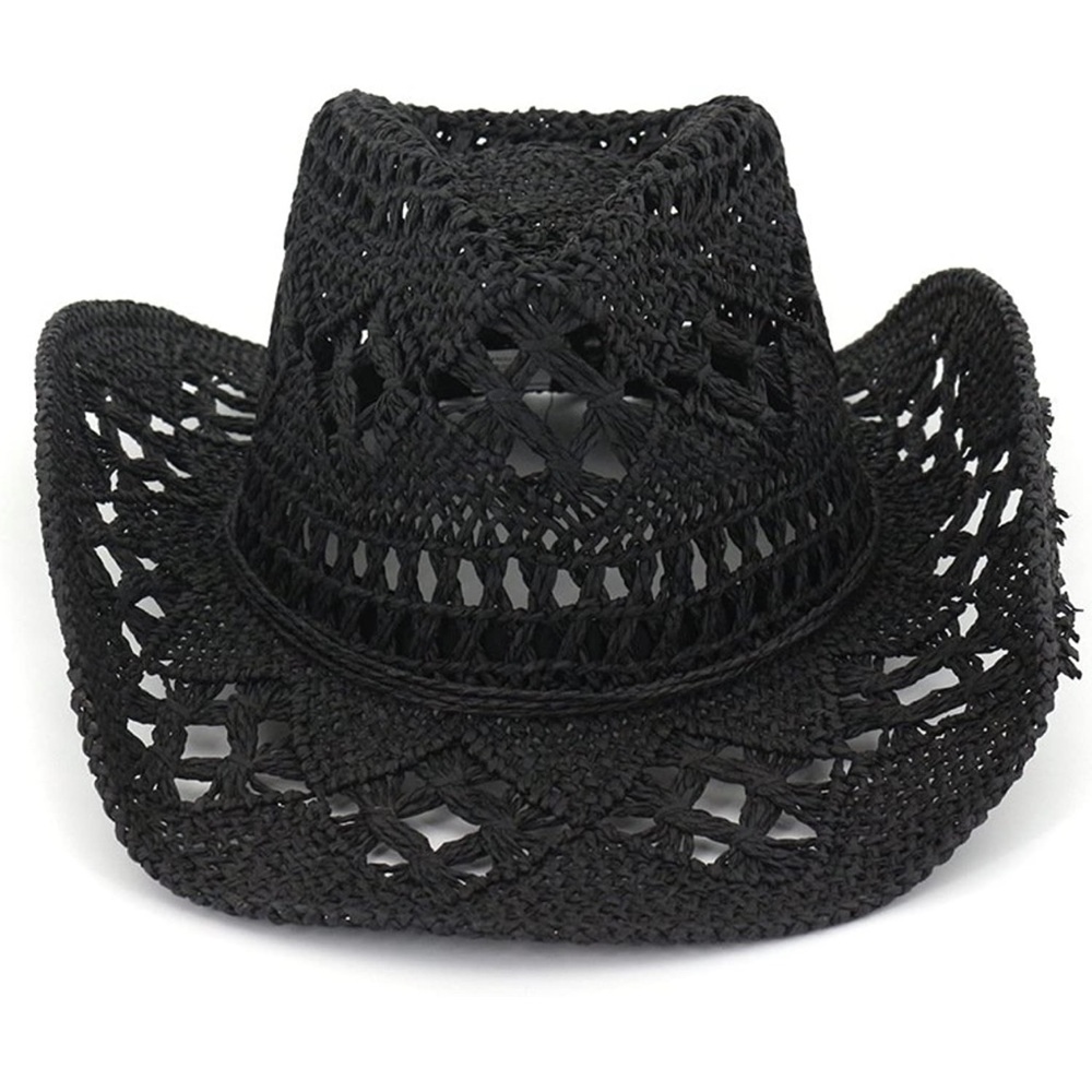 Black straw cowgirl hat